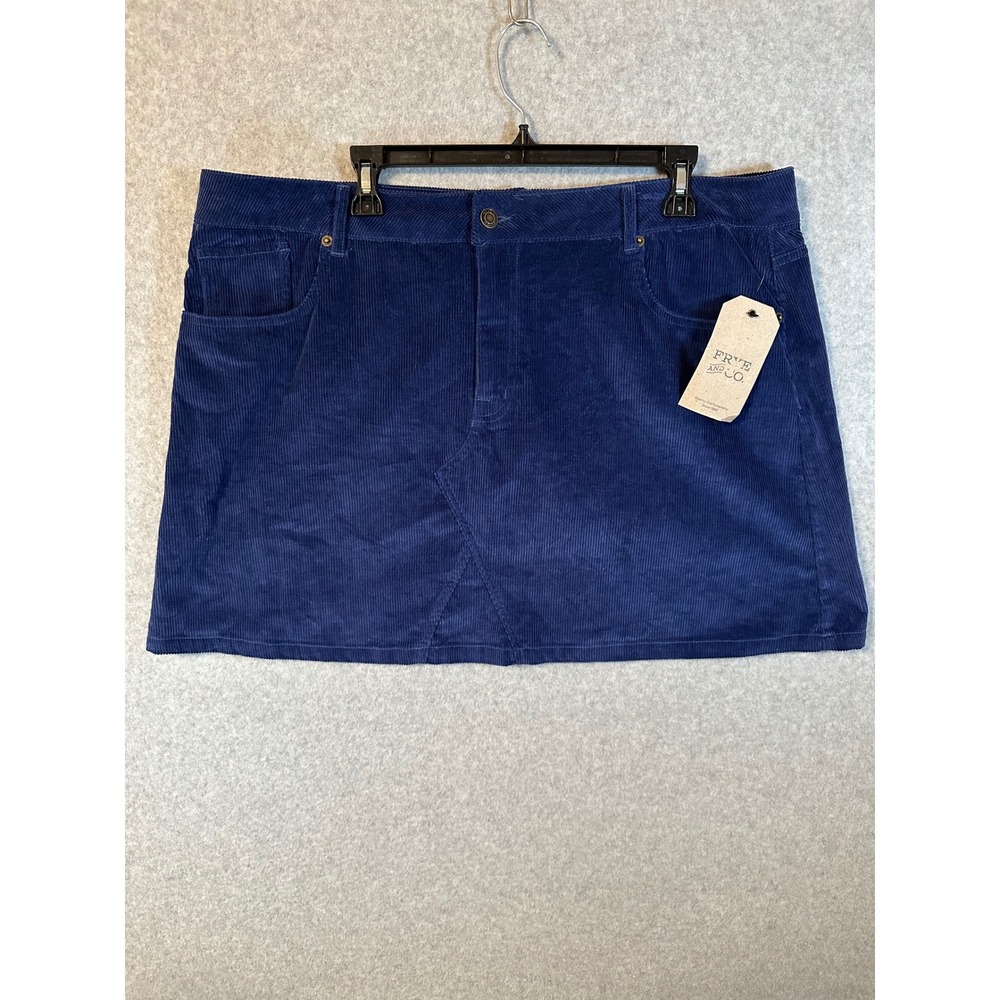 Frye and Co. Mini Skirt Women 18W Navy Corduroy 5-Pocket NWT